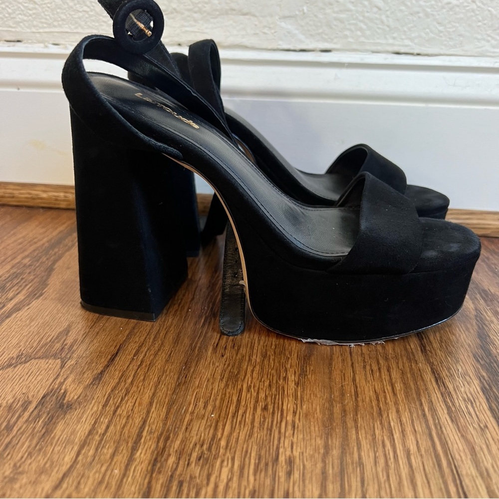 Larroudé Dolly Sandal In Black Suede | 7
